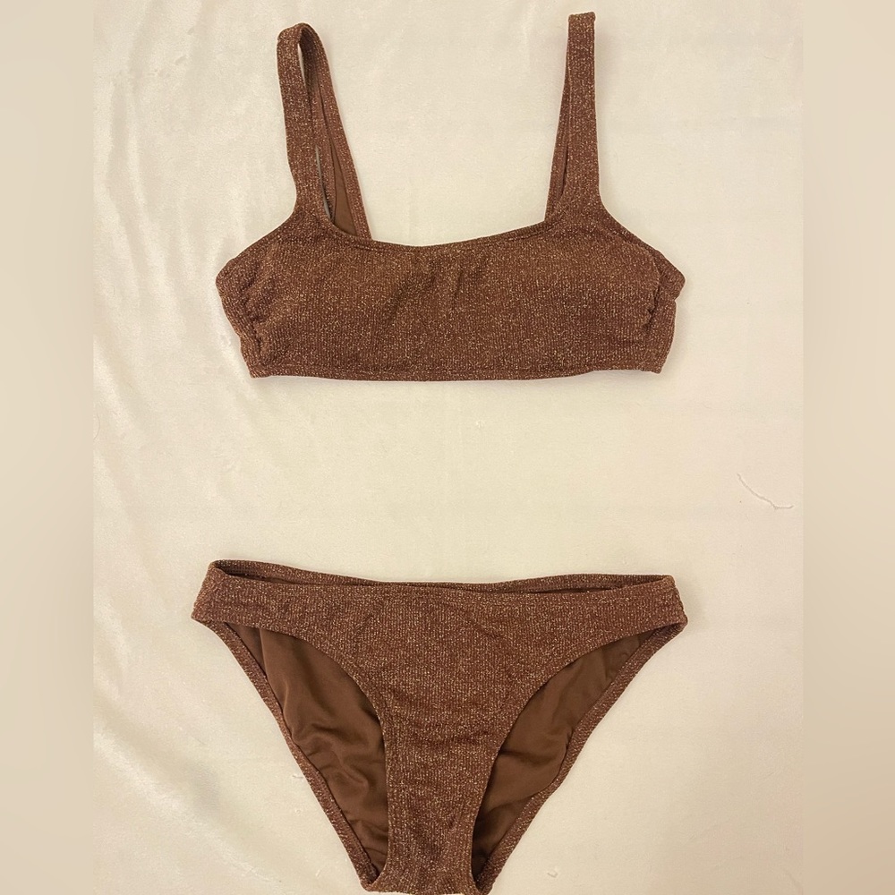 Brown Sparkly bikini set
